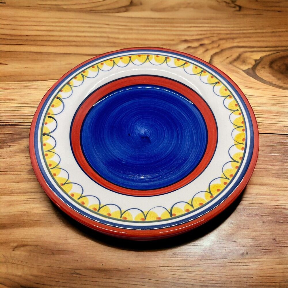 Pier 1 Del Sol Handpainted Earthenware Dessert Salad Plates Set of Three 8 1/2"